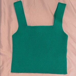 SHEIN Green Ribbed Crop Tank Top